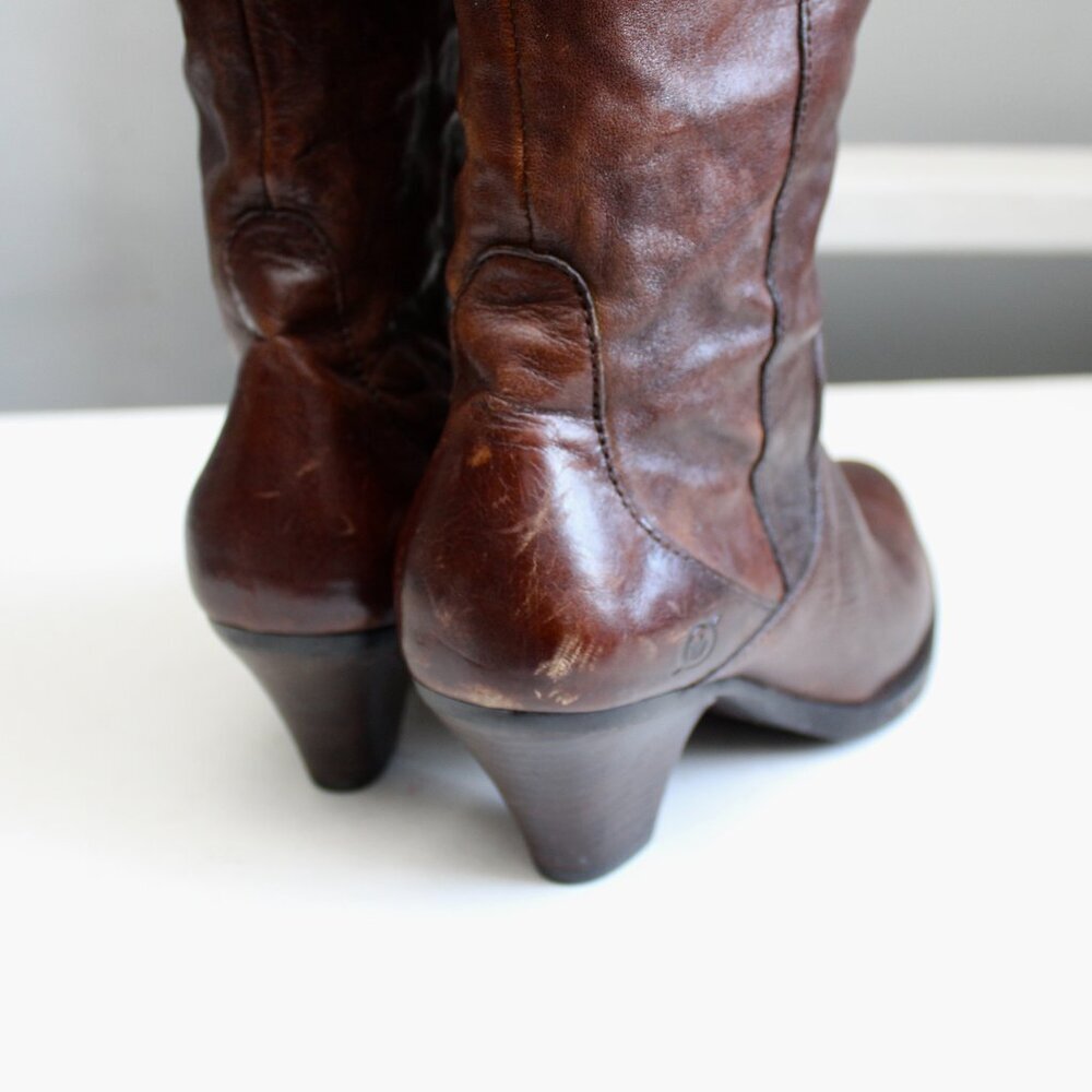 BORN Women's Brown Leather High-Riding Knee-High Boots Size 9.5 - Picture 7 of 10